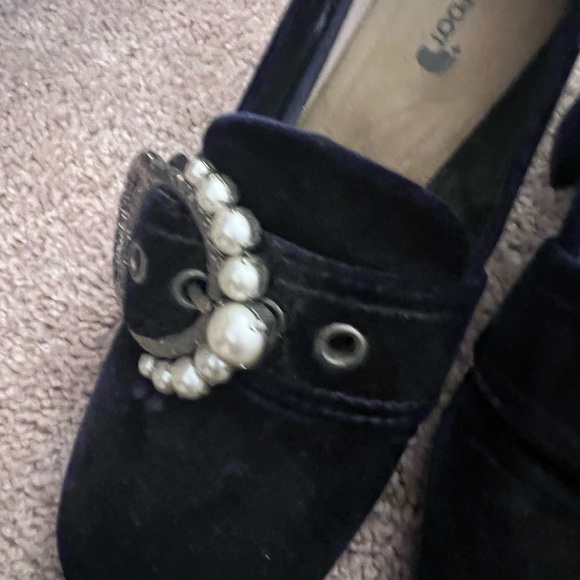 Miu Miu Blue Velvet Pearl Buckle Embellished Mary Jane Pump Size 8 - Picture 9 of 10